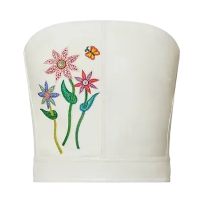 Louis Vuitton x Yayoi Kusama Flowers Leather Bustier "Blanc Optique"