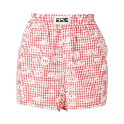 HYSTERIC GLAMOUR Women's HG Racing Pattern Gingham Check Shorts "Other Pink"