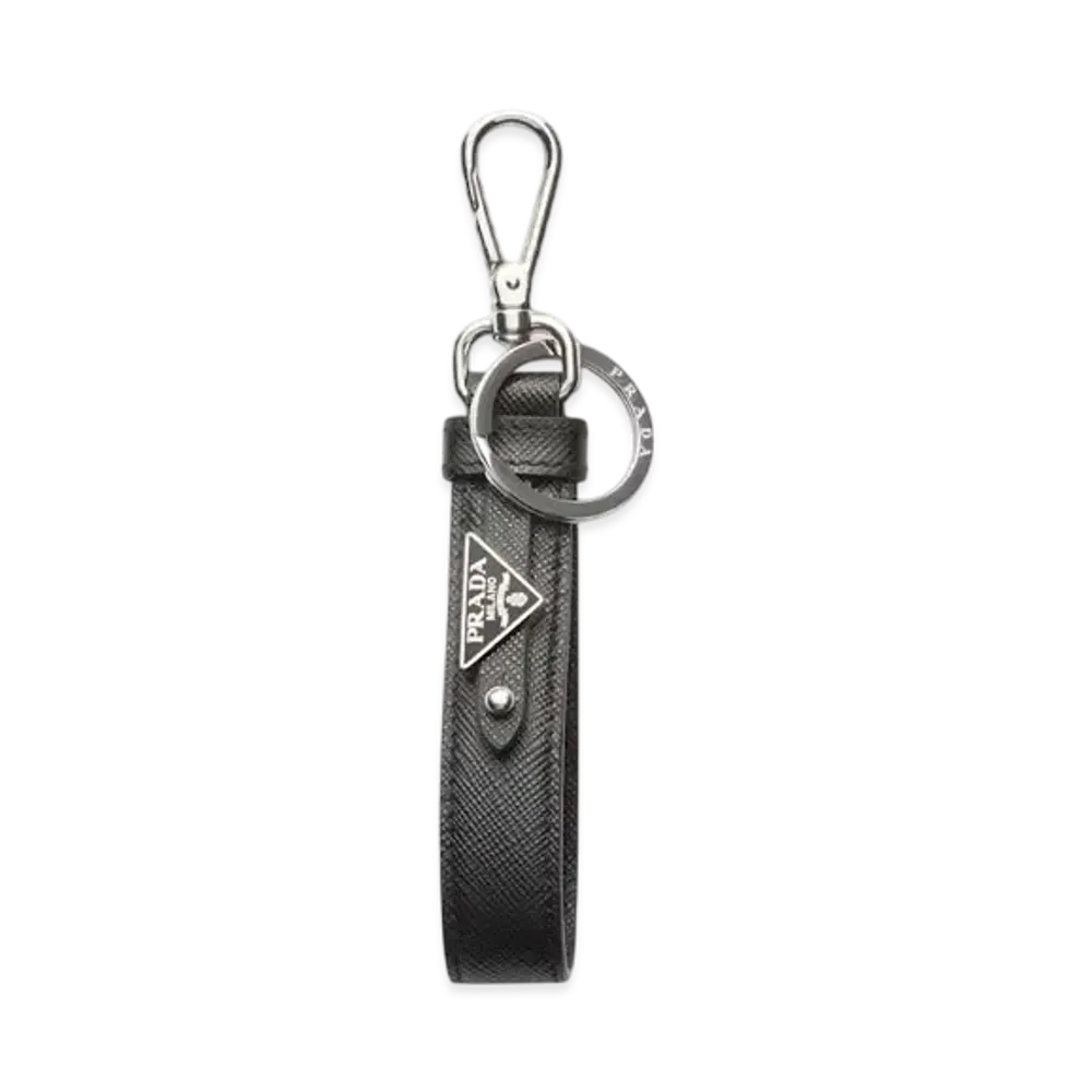 PRADA Saffiano Leather Keychain "Black"