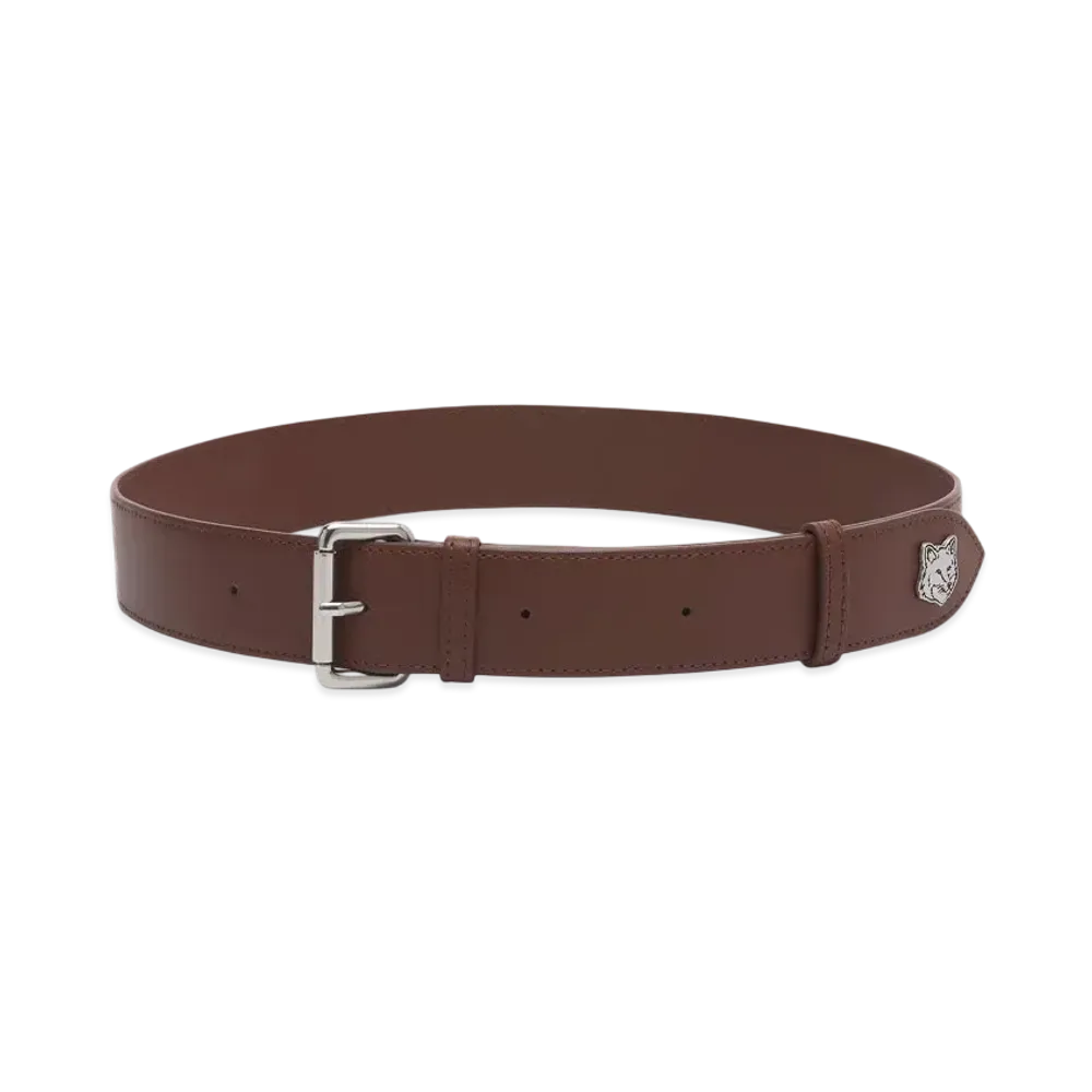 Maison Kitsune Fox Head Belt "Dark Brown"