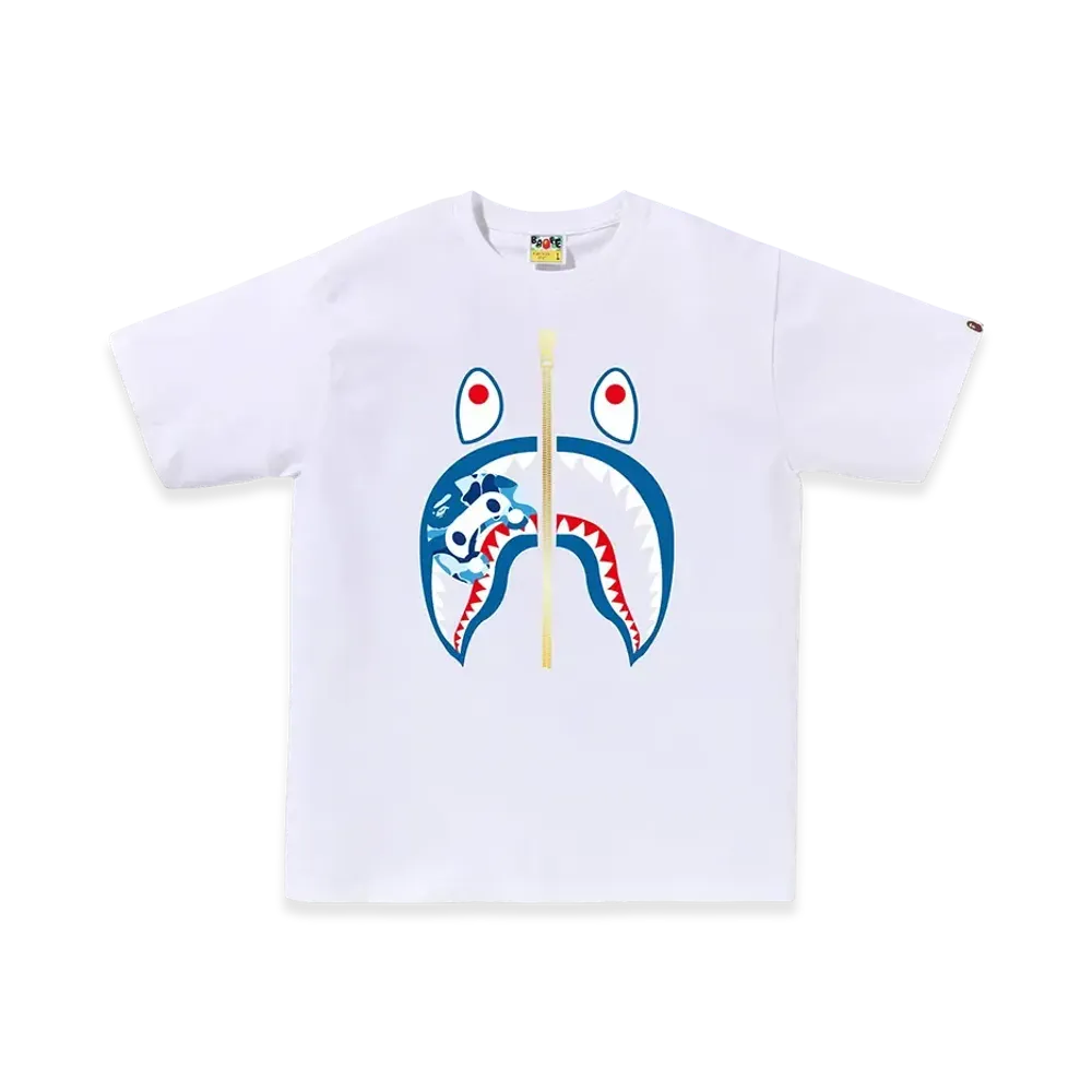 A BATHING APE ABC Camo Milo Shark Tee "White/Blue"