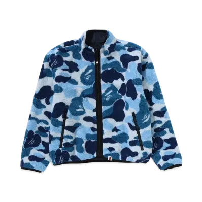A BATHING APE Ladies ABC Camo Boa Ripstop Reversible Jacket "Blue"