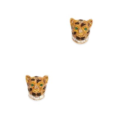 Dolce&Gabbana Clip-On Leopard Earrings In Crystal Pave "Gold"