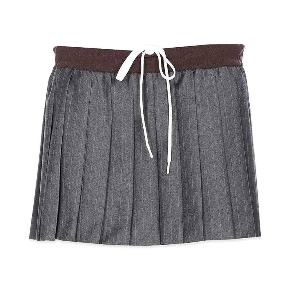 MIU MIU Women's Pleated Pinstripe Miniskirt "Gray"