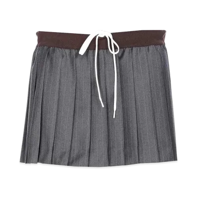 MIU MIU Women's Pleated Pinstripe Miniskirt "Gray"