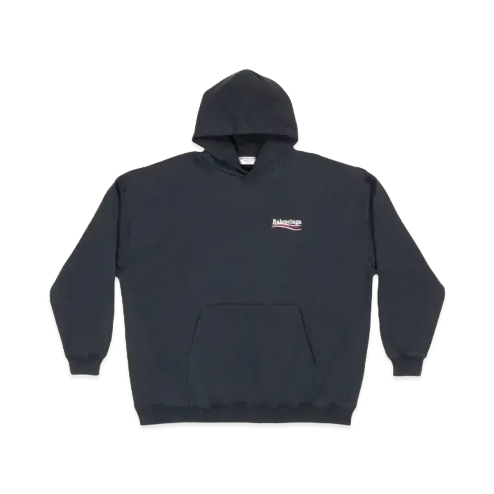 BALENCIAGA Women's Political Campaign Hoodie Large Fit "Black"