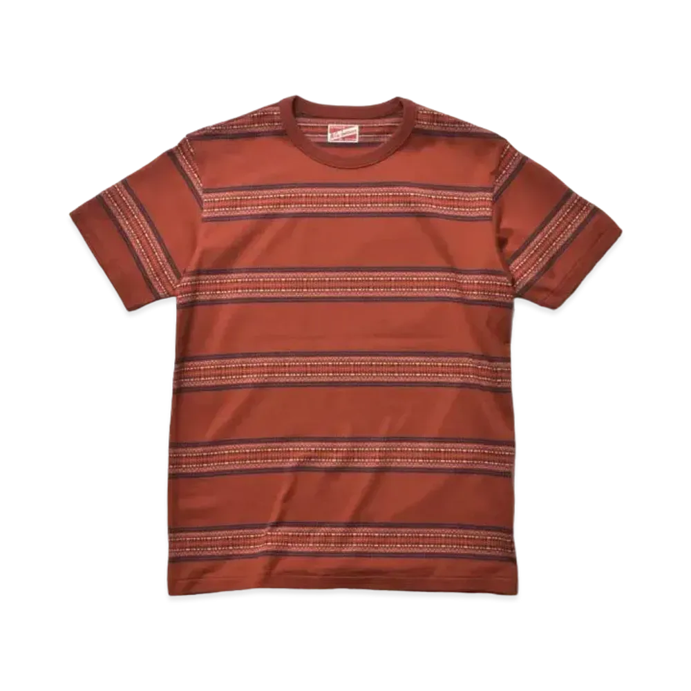 THE REAL McCOY'S Jacquard Stripe Tee "Brick Red"