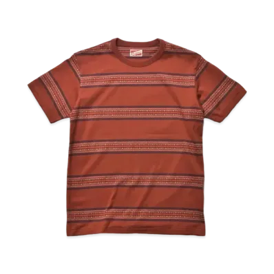 THE REAL McCOY'S Jacquard Stripe Tee "Brick Red"