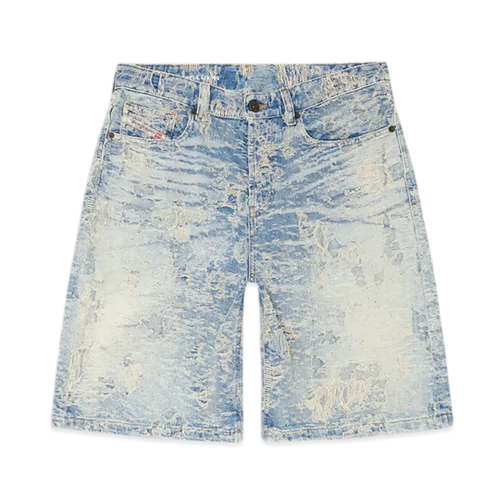 Diesel De-Sire-Short-Fsf Shorts In Dirty Jacquard Denim "Light Blue"
