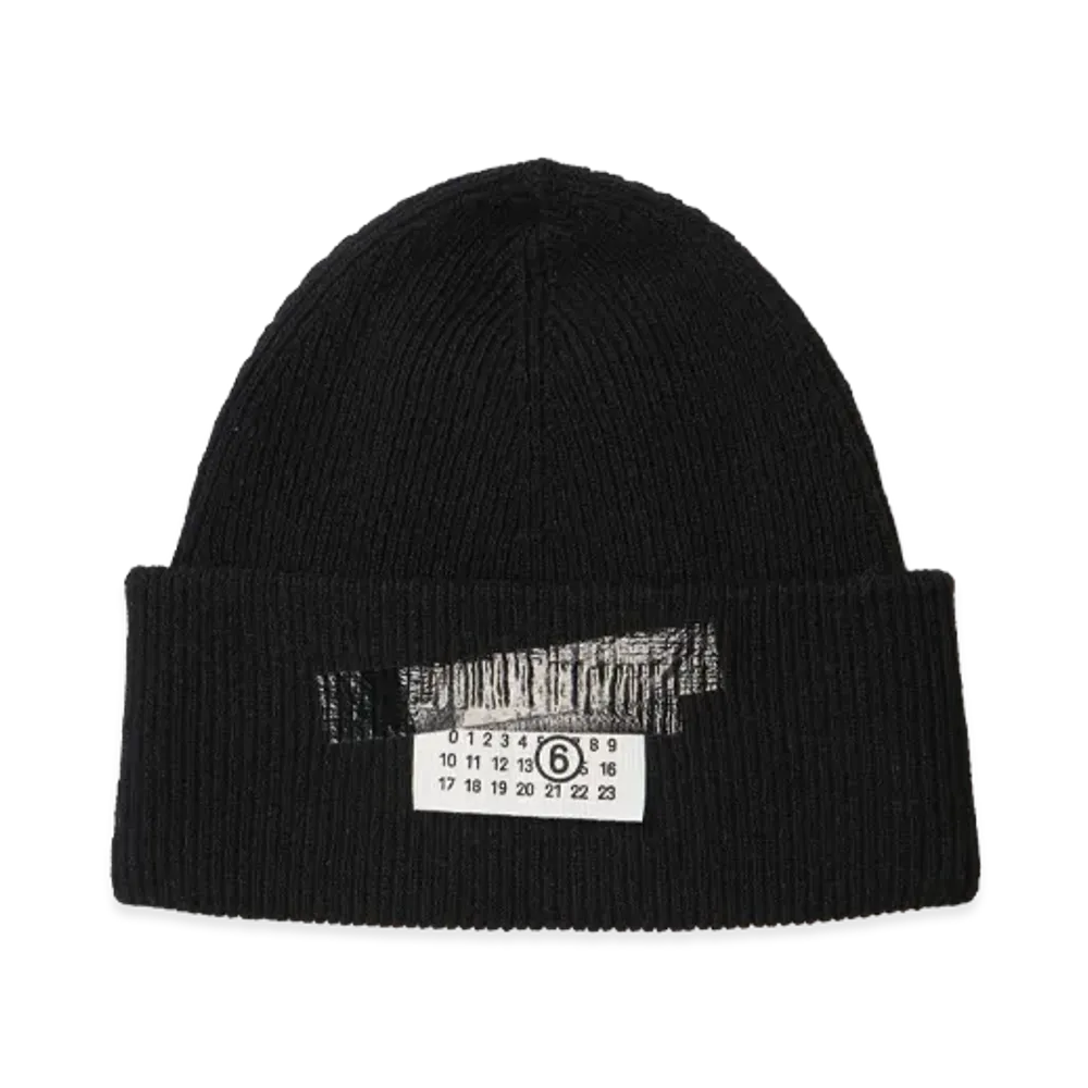 MM6 Maison Margiela Tape Label Wool Beanie "Black"