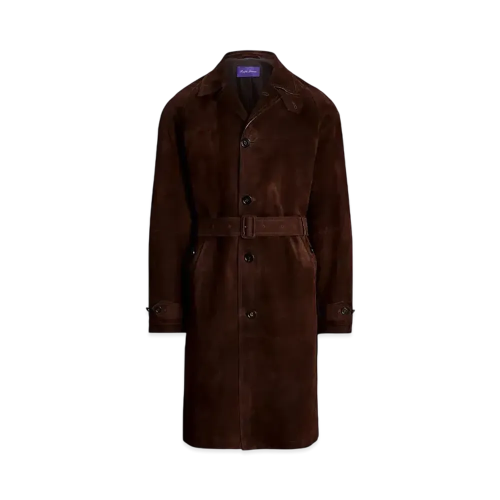 Ralph Lauren Purple Label Suede Balmacahn Coat "Brown"