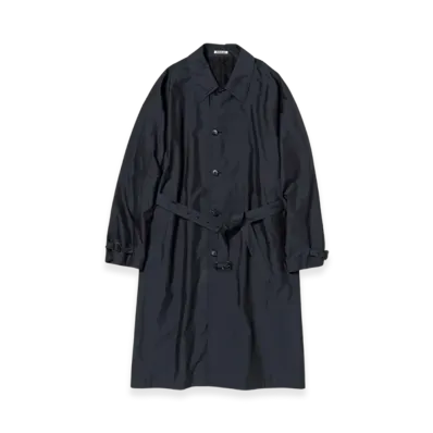 AURALEE Finx Polyester Weather Chambray Soutien Colloar Coat "Black Chambray"