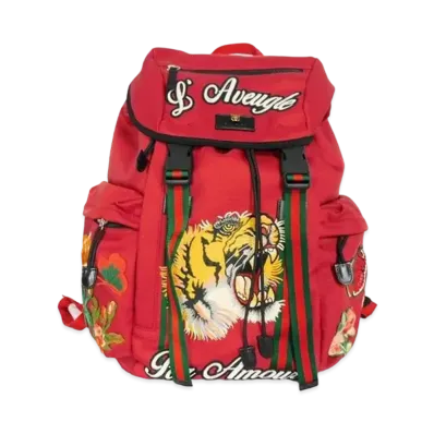GUCCI Embroidery Tiger Backpack "Red"