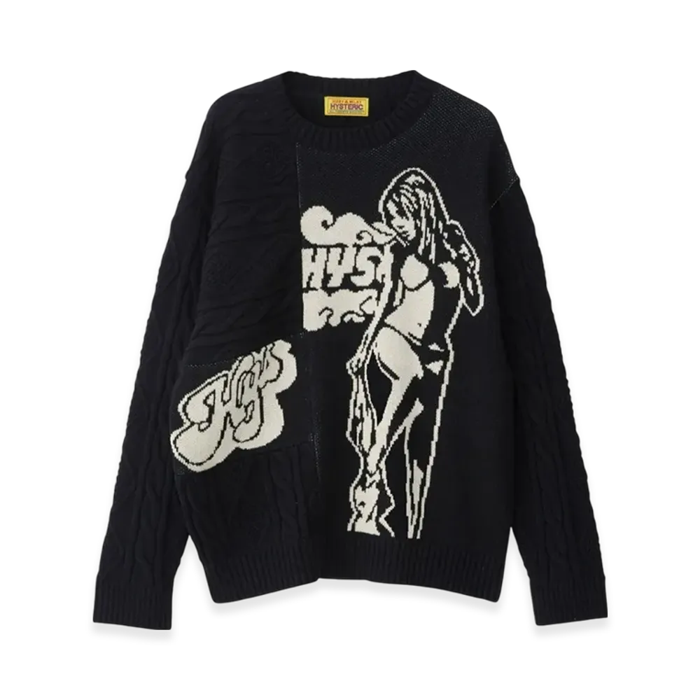 HYSTERIC GLAMOUR Hysteric Times Jacquard Oversized Sweater "Black"