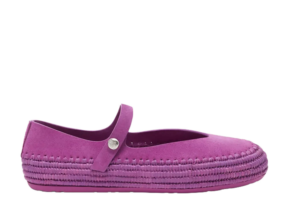 LOEWE Women's Rio Mary Jane in Suede and Raffia "Orchid"