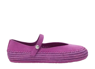 LOEWE Women's Rio Mary Jane in Suede and Raffia "Orchid"