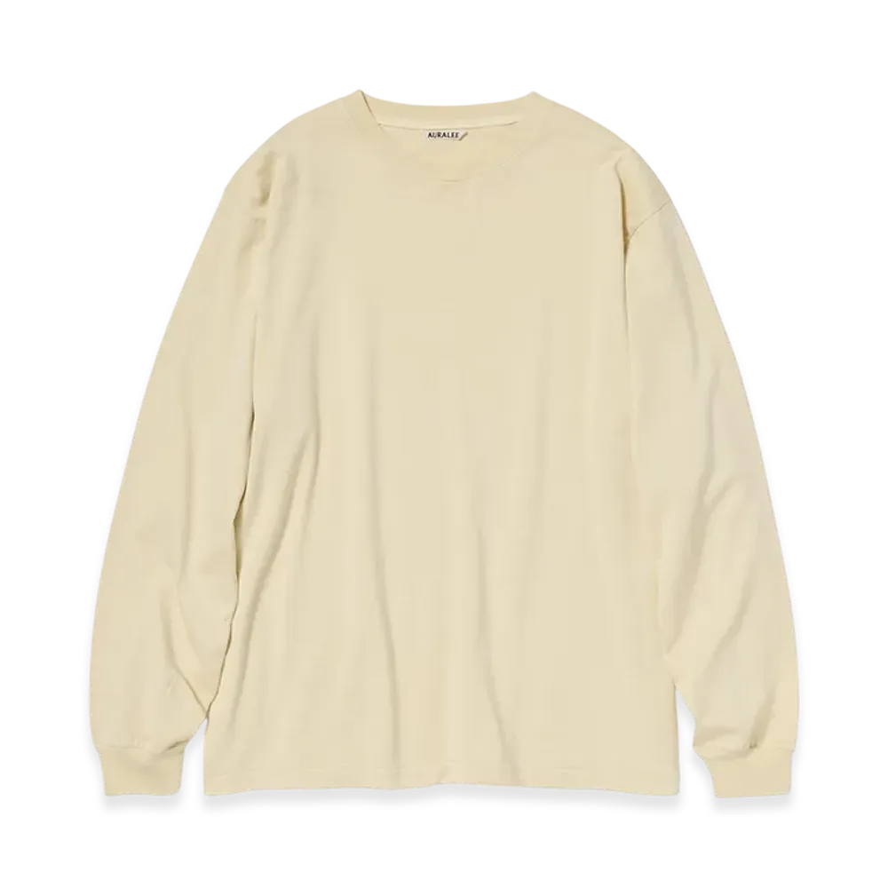 オーラリー ラスタープレーティング ロングスリーブTシャツ "アイボリーベージュ"