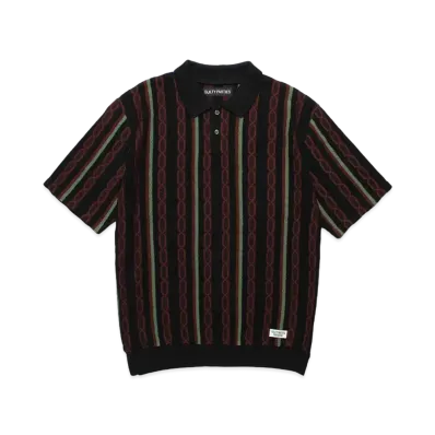 WACKO MARIA Striped Jacquard Summer Knit Polo Shirt "Black"