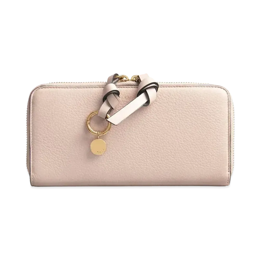 Chloe Alphabet Long Zip Wallet In Grained & Smooth Calfskin "Blush Nude"