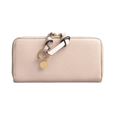 Chloe Alphabet Long Zip Wallet In Grained & Smooth Calfskin "Blush Nude"