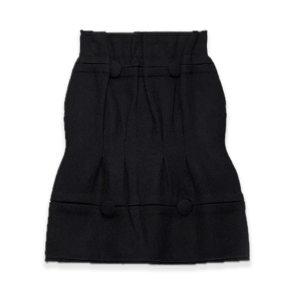 PRADA Chevron Wool Midi Skirt "Navy"