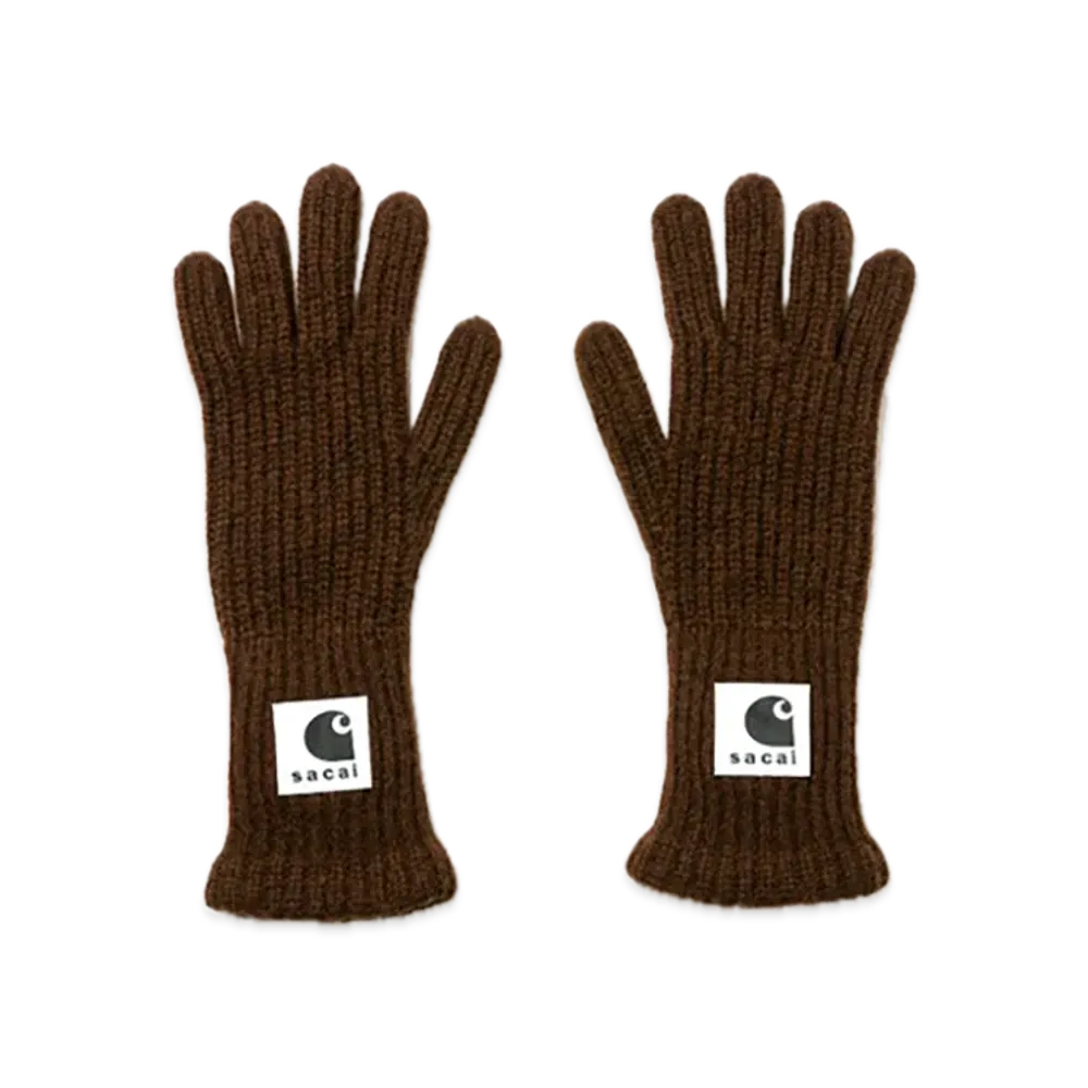 sacai x Carhartt WIP Wool Knit Gloves "Dark Beige"
