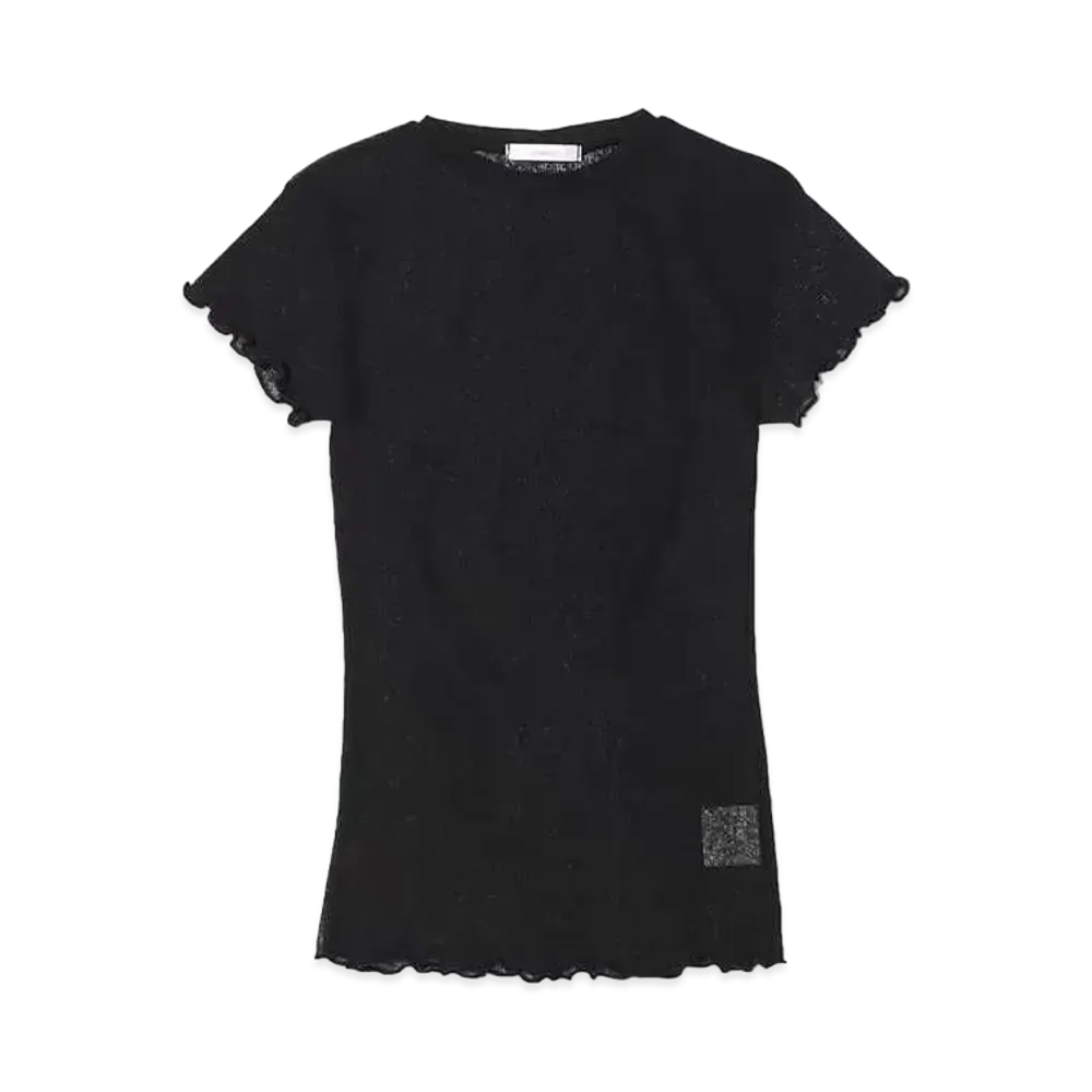 atmos pink Mellow Organdy Fitted Tops "Black"