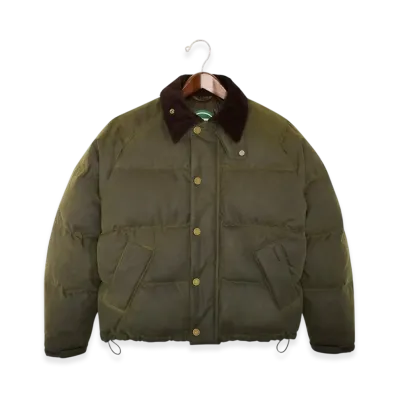 Barbour x SOREL Transport Wax Puffer Jacket "Archive Olive"