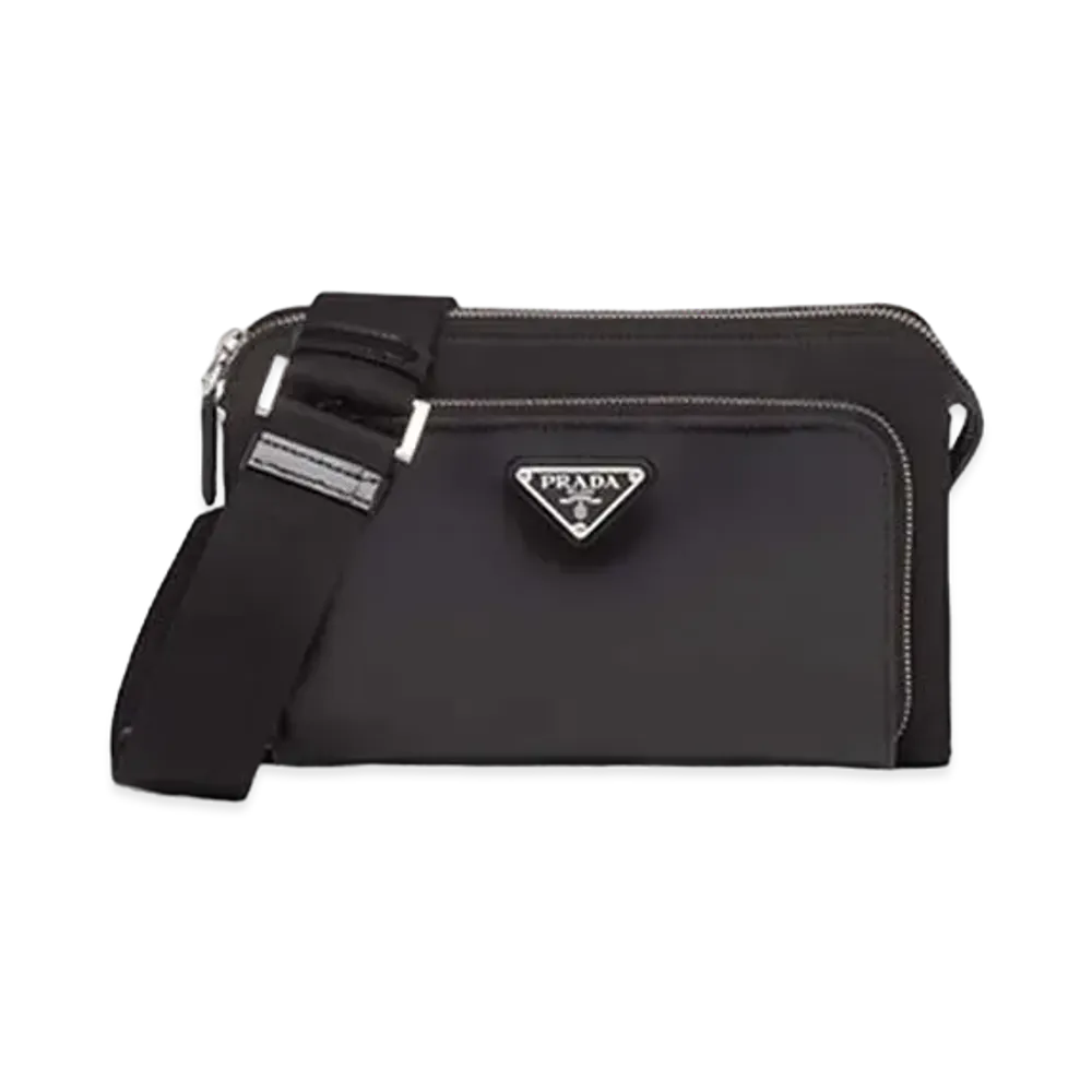 PRADA Re-Nylon And Leather Shoulder Bag "Black"