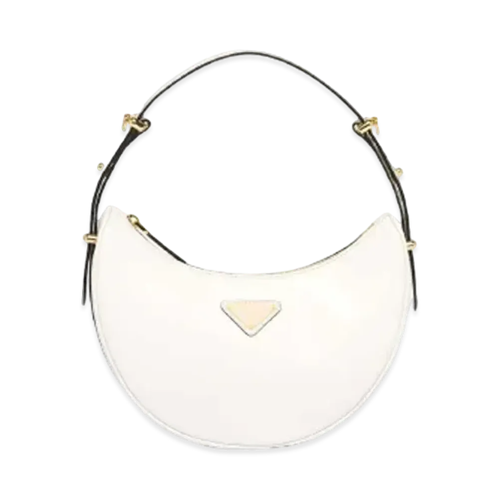 PRADA Arque Leather Shoulder Bag "White"