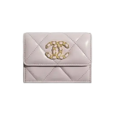CHANEL 19 Lambskin Small Flap Wallet "Pink"