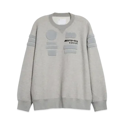 sacai x Mercedes AMG Patch Cotton Blend Sweatshirt "Light Grey"
