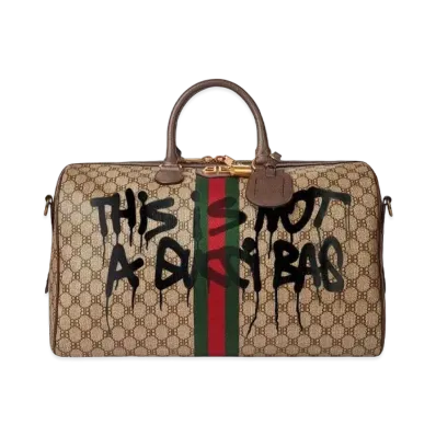 GUCCI x BALENCIAGA The Hacker Graffiti Medium Duffel Bag Coating Canvas "Beige"