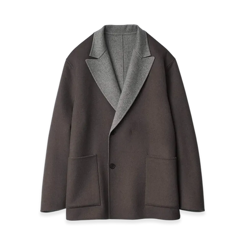 ssstein Wool/Cashmere Reversible Peak Lapel Jacket "Grey Khaki/Grey"