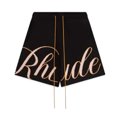 RHUDE GP Script Logo Knit Short "Black"