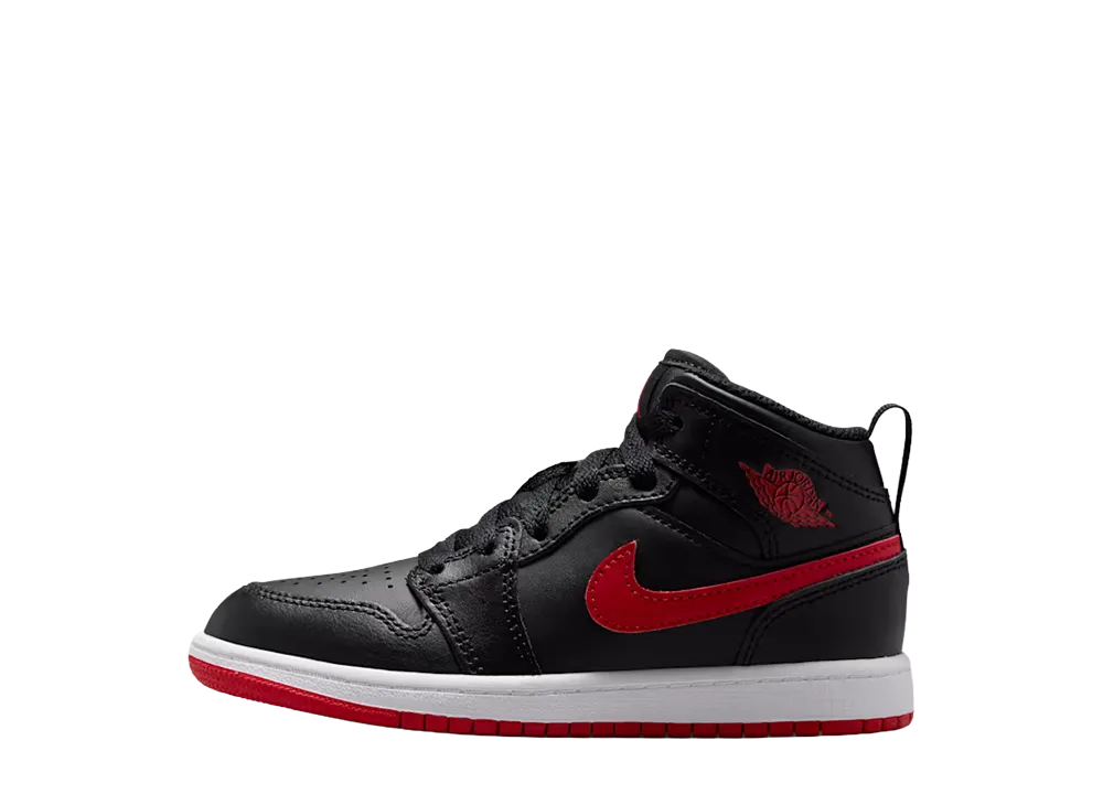 Nike PS Jordan 1 Mid "Black/University Red"