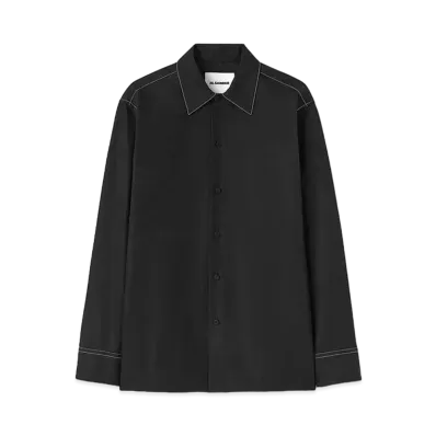 Jil Sander Shirt Long-Sleeved Cotton and Polyester With Contrast Stitching "Black"
