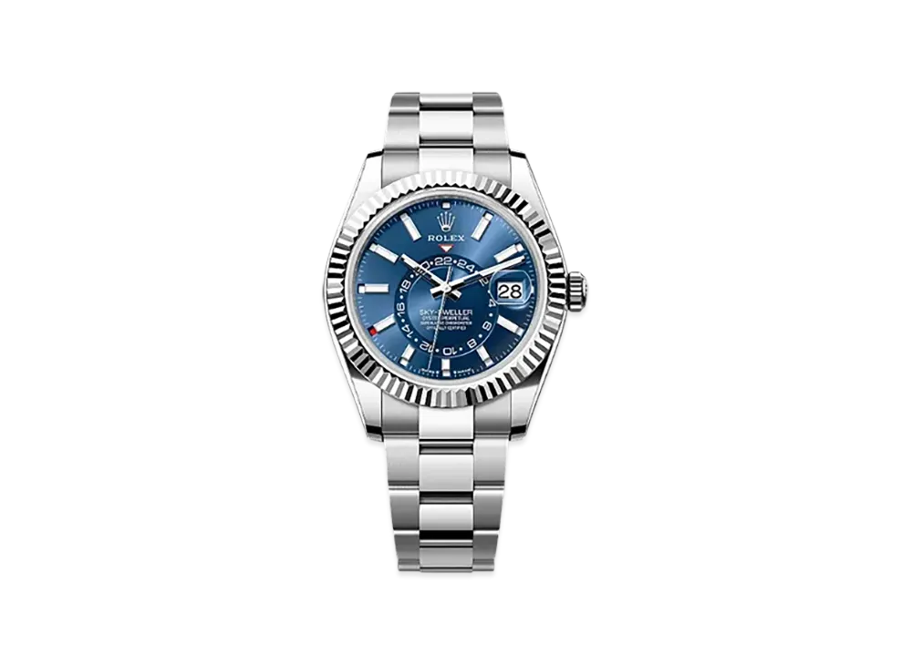 ROLEX Sky-Dweller 42mm Oystersteel & White Gold 336934 "Bright Blue"