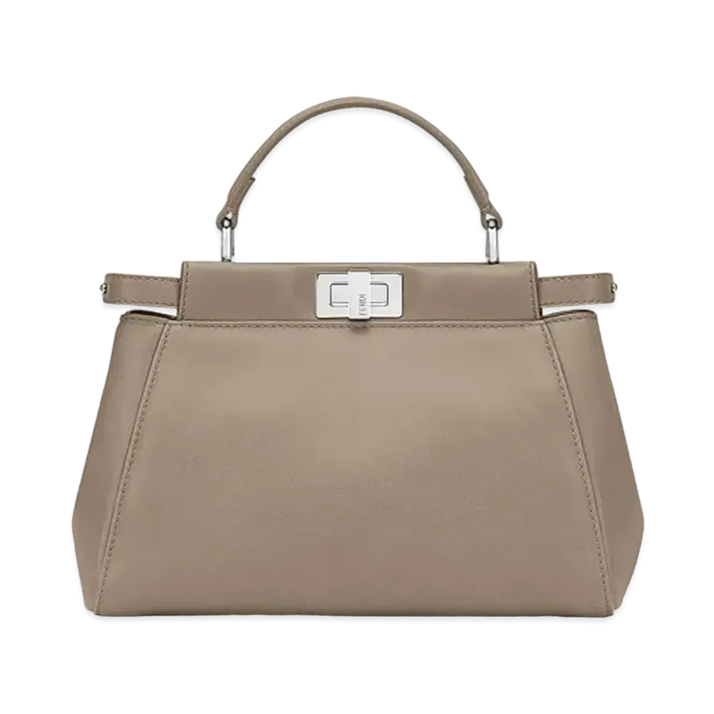 FENDI Peekaboo Mini Leather Hand Bag "Dove gray"