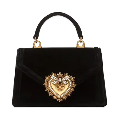 Dolce&Gabbana Devotion Bag Small Velvet "Black"