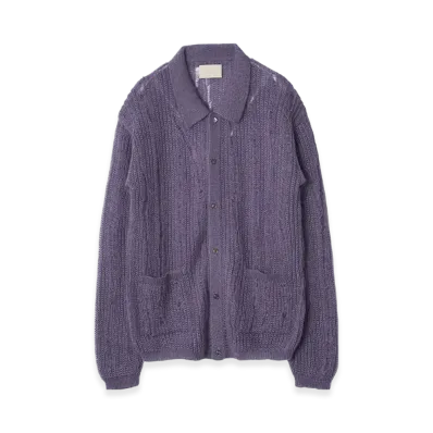 YOKE Silk Kid Mohair Wool Buttoned Cargigan "Lavendor"