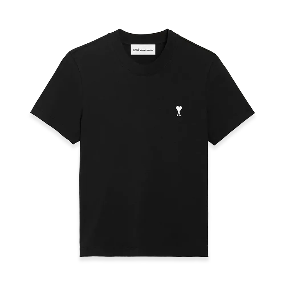 AMI PARIS Cotton Ami De Coeur Cropped T-Shirt "Black"