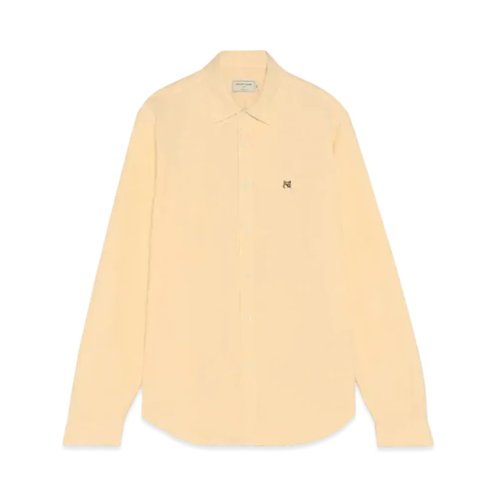 Maison Kitsune Fox Head Embroidered Oxford Shirt "Yellow"