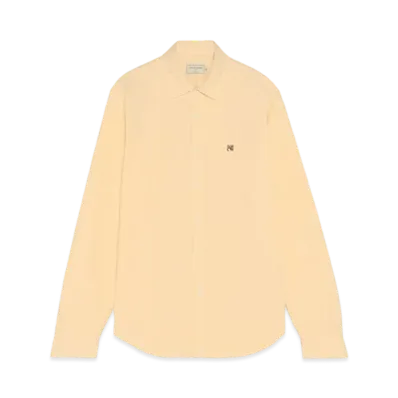 Maison Kitsune Fox Head Embroidered Oxford Shirt "Yellow"