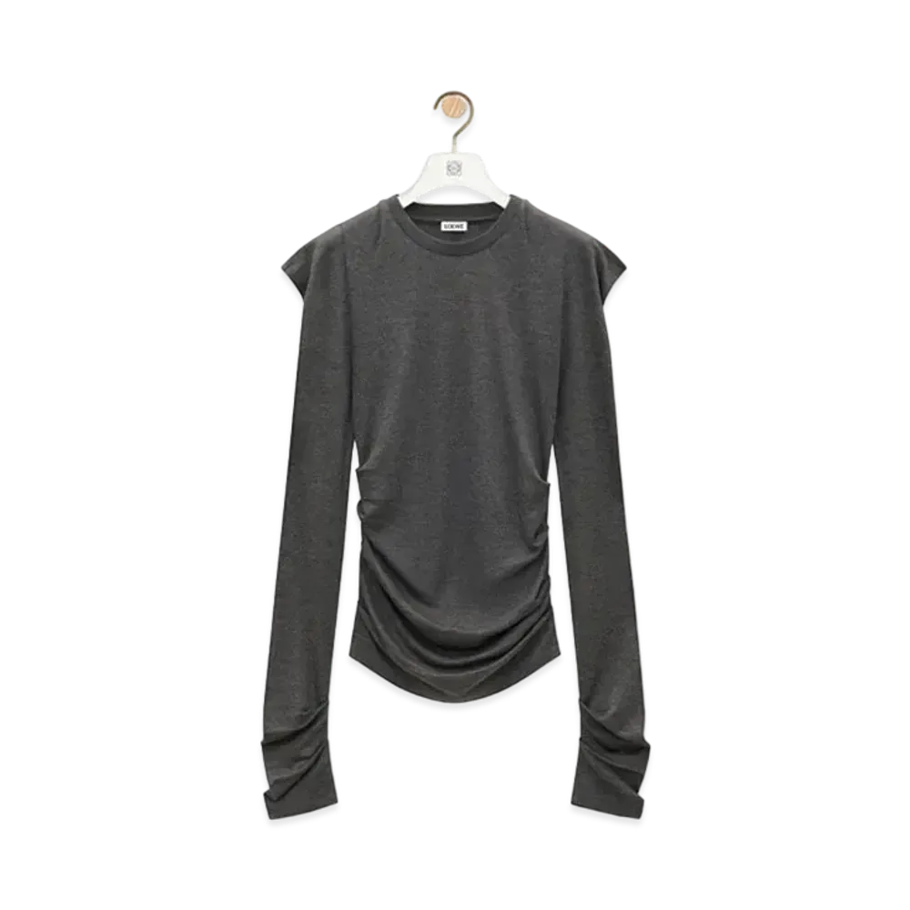 LOEWE Women's Long Sleeve Top in Viscose and Silk "Light Anthracite Melange"