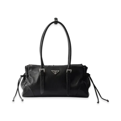 PRADA Women's Bonnie Medium Antiqued Leather Handbag "Black"