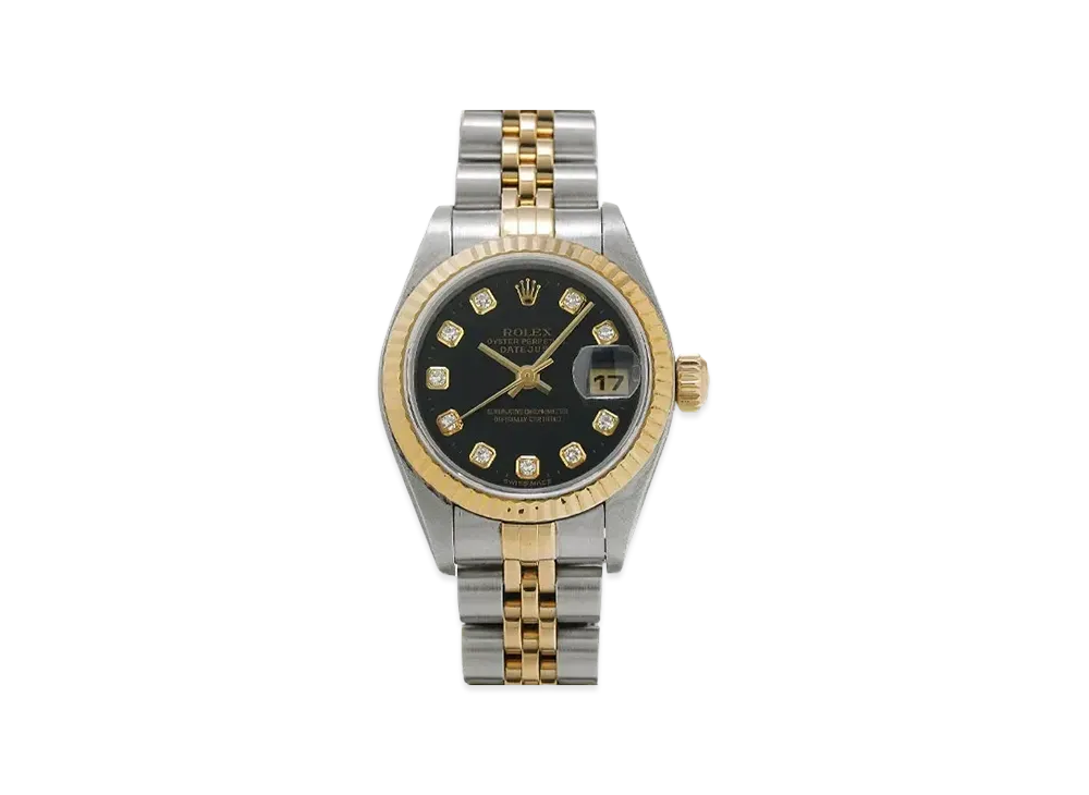 ROLEX Lady-Datejust 10P Diamonds "Black/Stainless Steel/Yellow Gold"