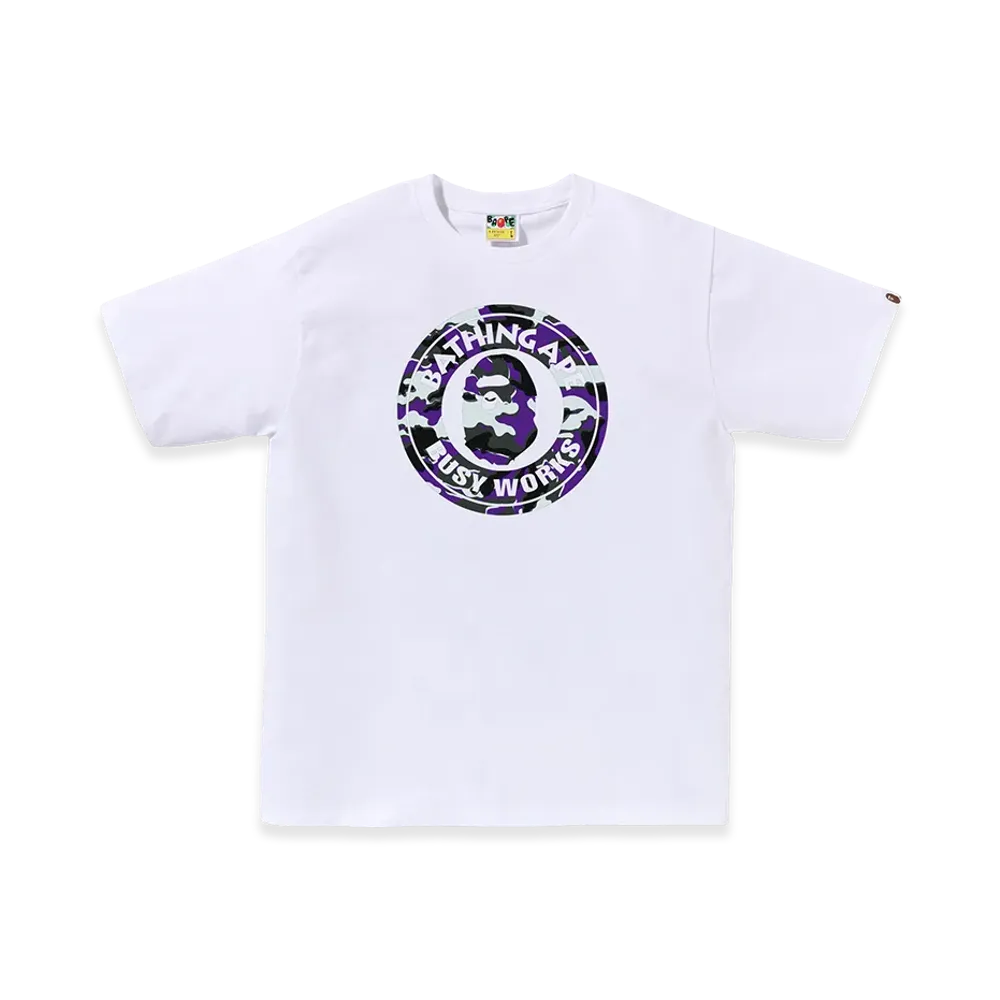 A BATHING APE Glitch Woodland Camo Busy Works Tee "White"