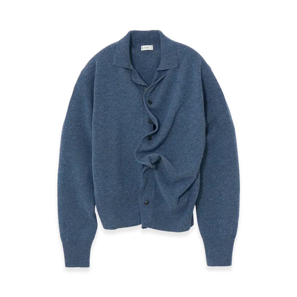 YOKE Lambs Wool Sculptural Wired Knit Shirt "Blue"