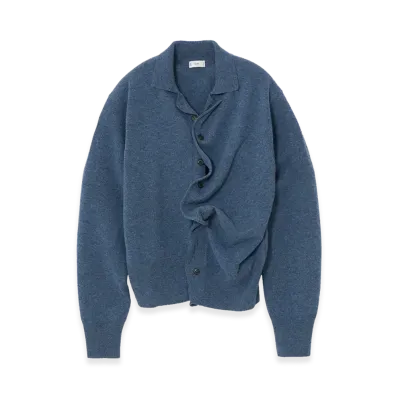 YOKE Lambs Wool Sculptural Wired Knit Shirt "Blue"